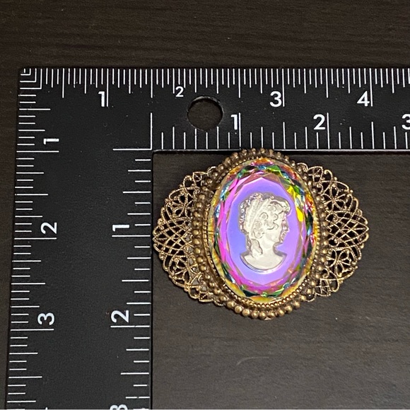 Stunning Vintage Watermelon Intaglio Cameo Grass Brooch 29.8g - Picture 10 of 11